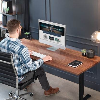 Stylish Solid Walnut & Black Electric Standing Desk - 71" x 30