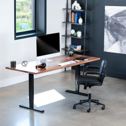 Stylish Solid Walnut & Black Electric Standing Desk - 71" x 30