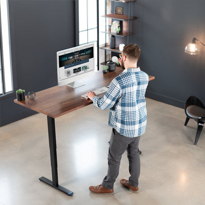 Stylish Solid Walnut & Black Electric Standing Desk - 71" x 30