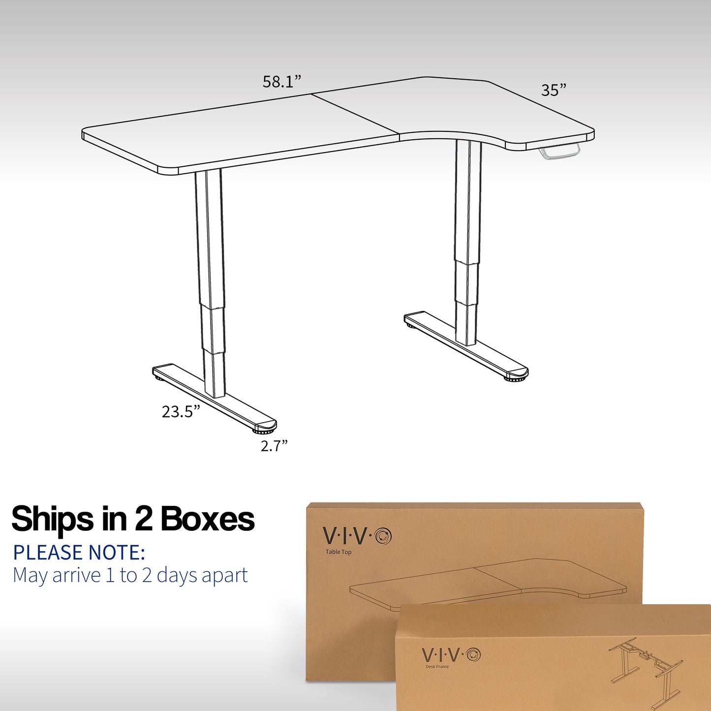 Sleek Black Reversible Corner Electric Desk - Spacious 58" x 35" with Dual Motor Height Adjustment