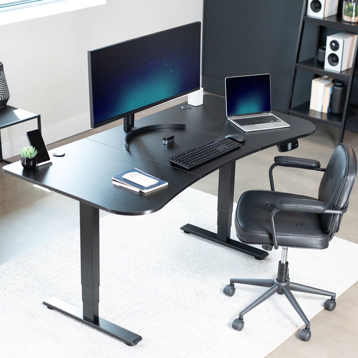 Elevate Your Workspace with a 63" x 32" Touchscreen Electric Standing Desk with Memory Control!