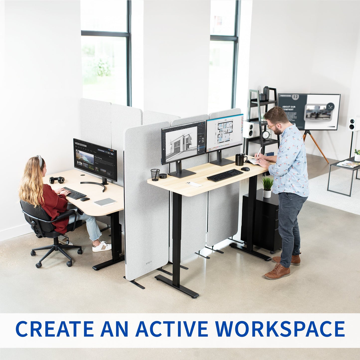 Elevate Your Workspace with a 63" x 32" Touchscreen Electric Standing Desk with Memory Control!