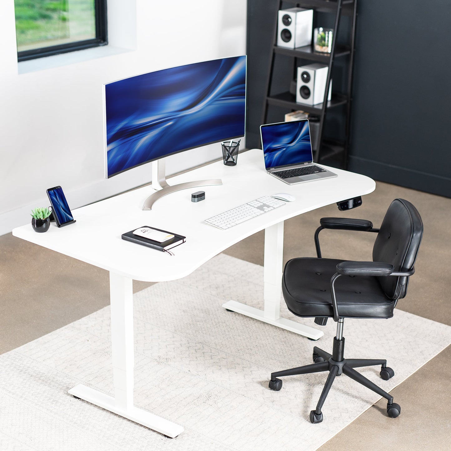 Elevate Your Workspace with a 63" x 32" Touchscreen Electric Standing Desk with Memory Control!