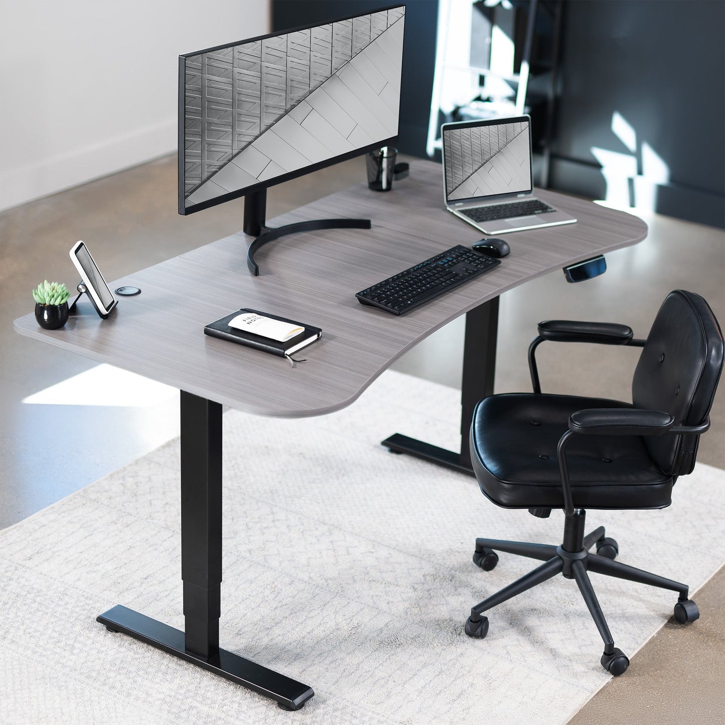 Elevate Your Workspace with a 63" x 32" Touchscreen Electric Standing Desk with Memory Control!