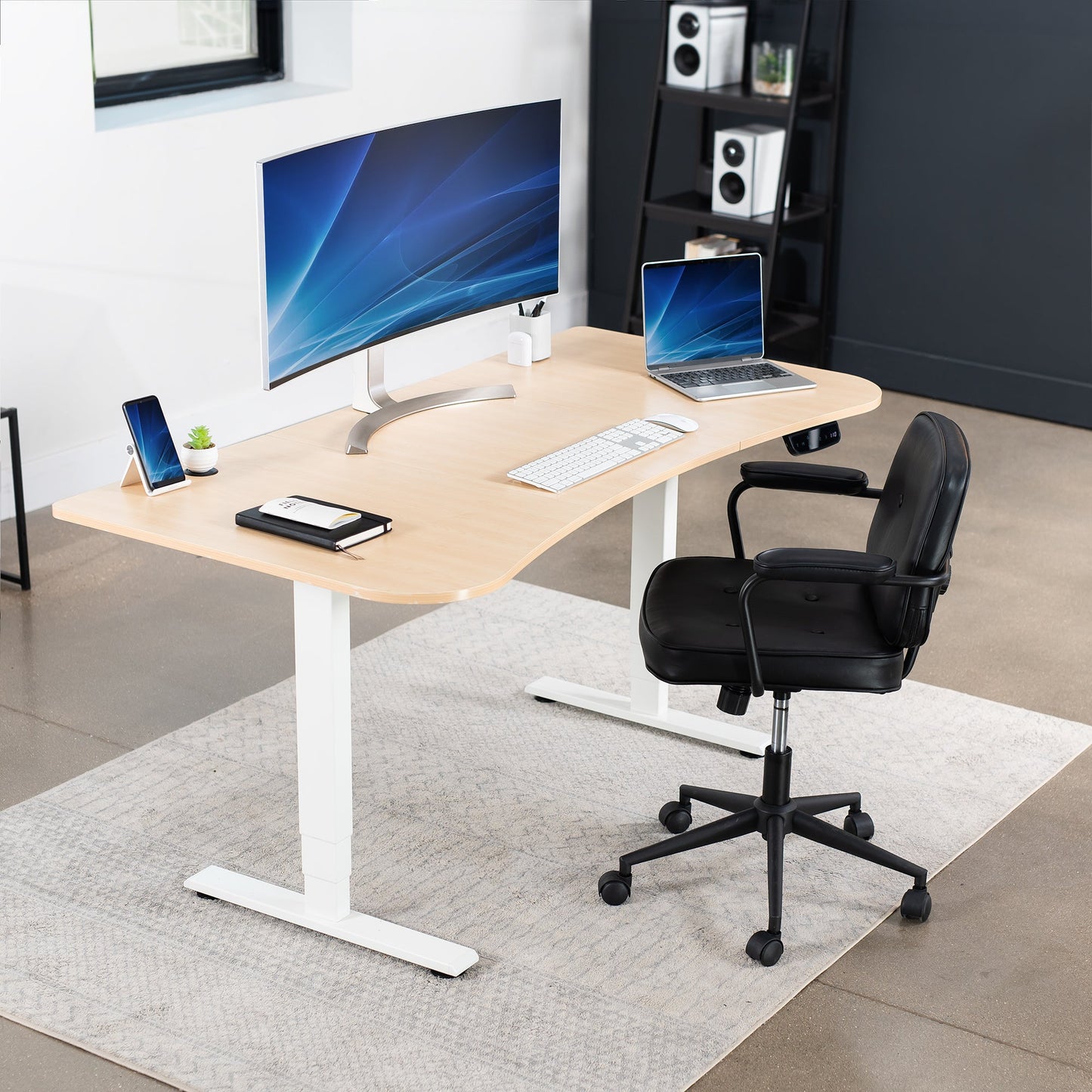 Elevate Your Workspace with a 63" x 32" Touchscreen Electric Standing Desk with Memory Control!