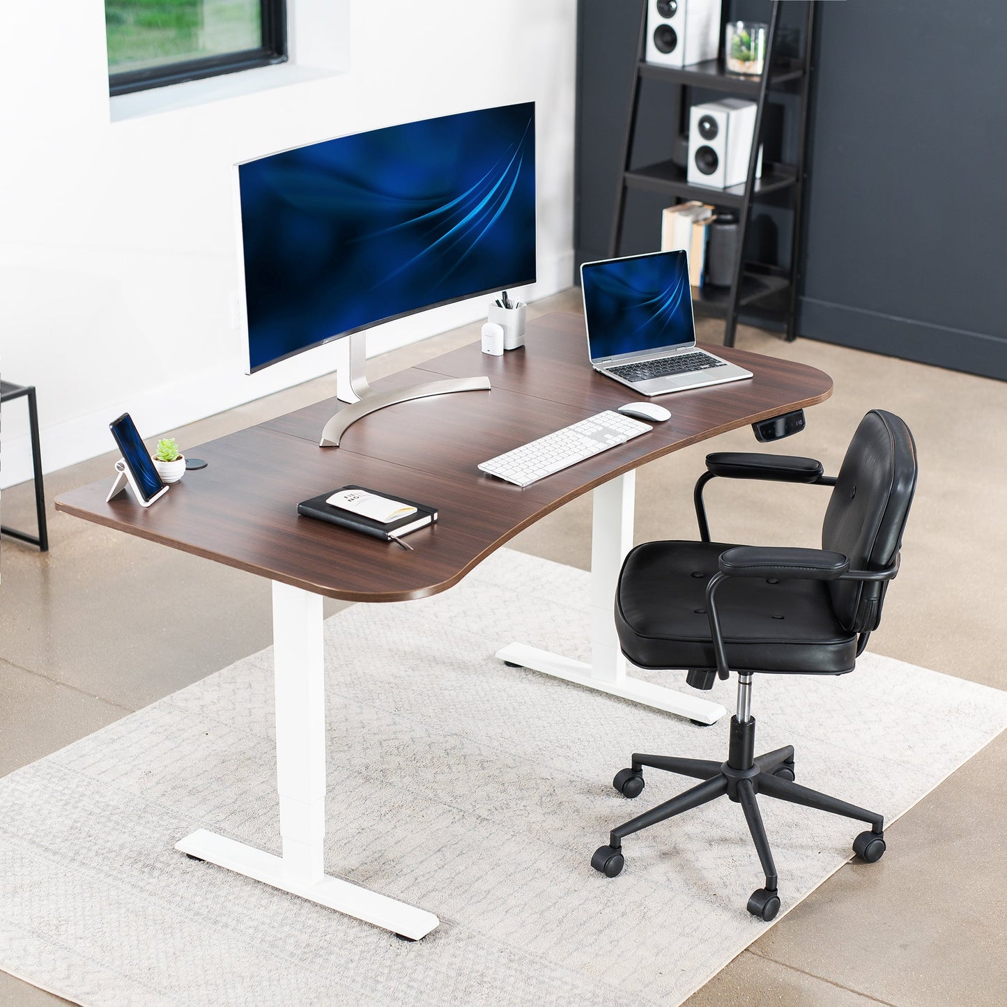 Elevate Your Workspace with a 63" x 32" Touchscreen Electric Standing Desk with Memory Control!