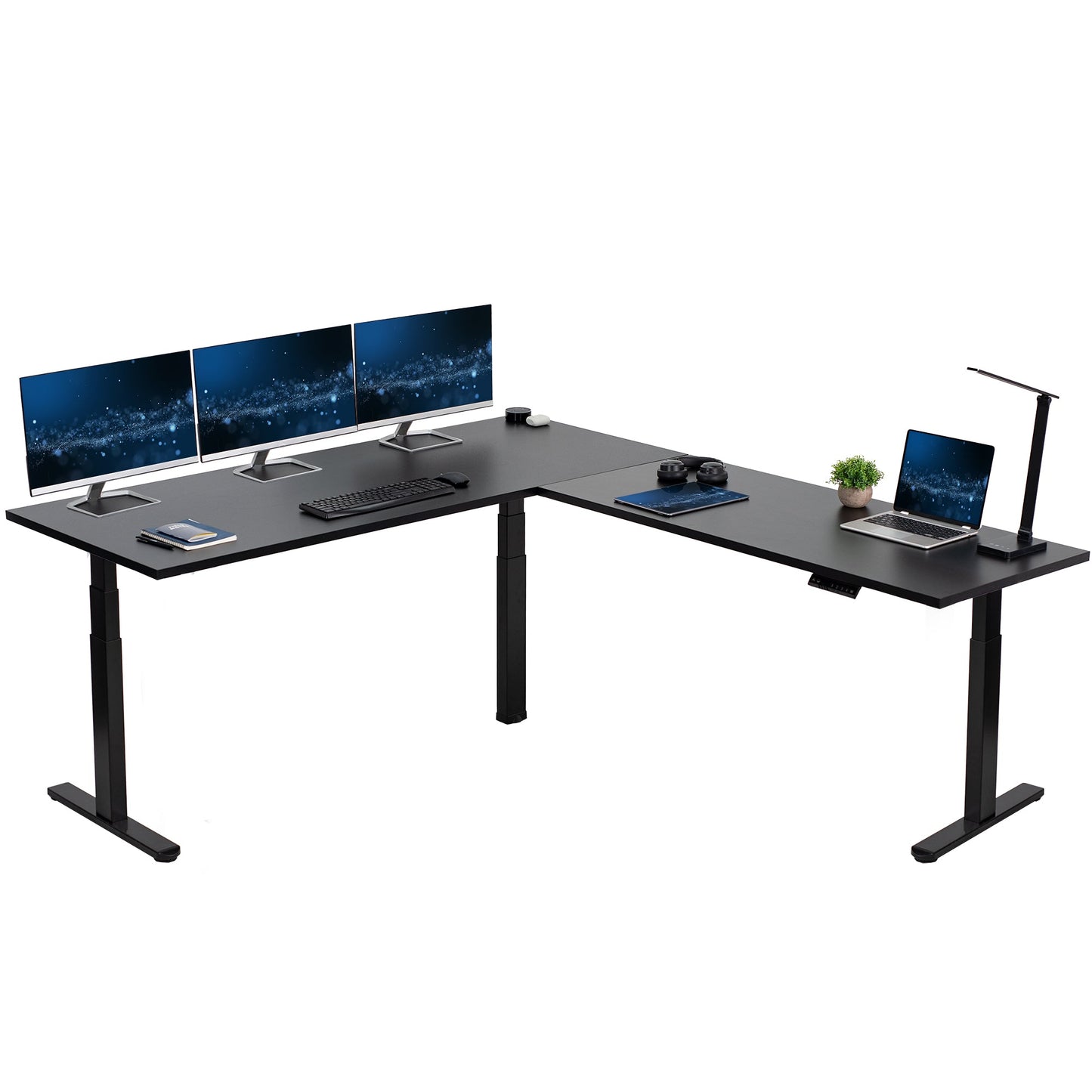 Stylish L-Shaped Electric Desk with Sleek Square Corner Design