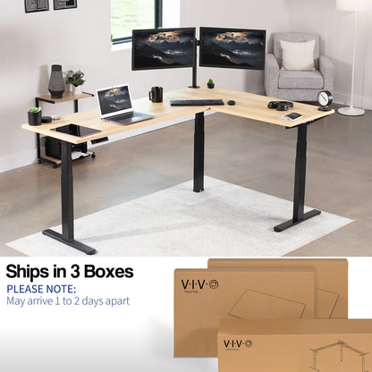 Stylish L-Shaped Electric Desk with Sleek Square Corner Design