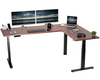 Stylish L-Shaped Electric Desk with Sleek Square Corner Design