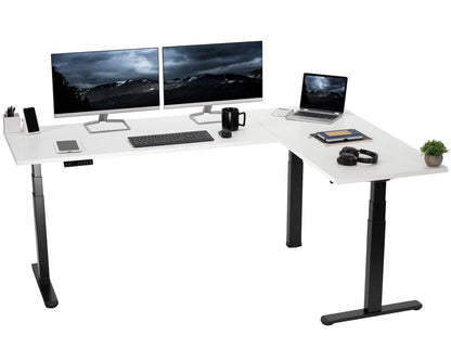 Stylish L-Shaped Electric Desk with Sleek Square Corner Design