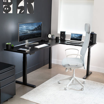 Stylish L-Shaped Electric Desk with Sleek Square Corner Design