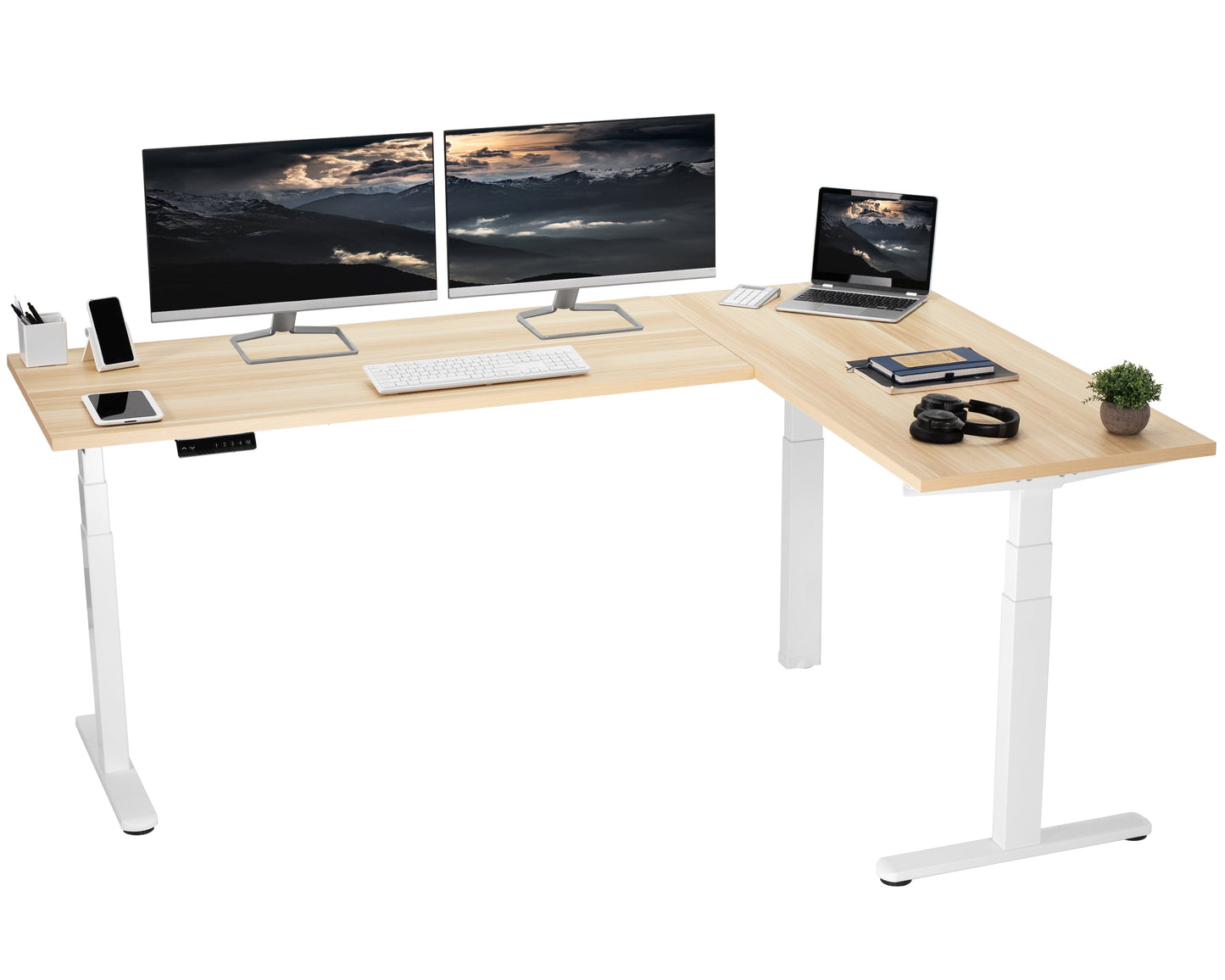 Stylish L-Shaped Electric Desk with Sleek Square Corner Design