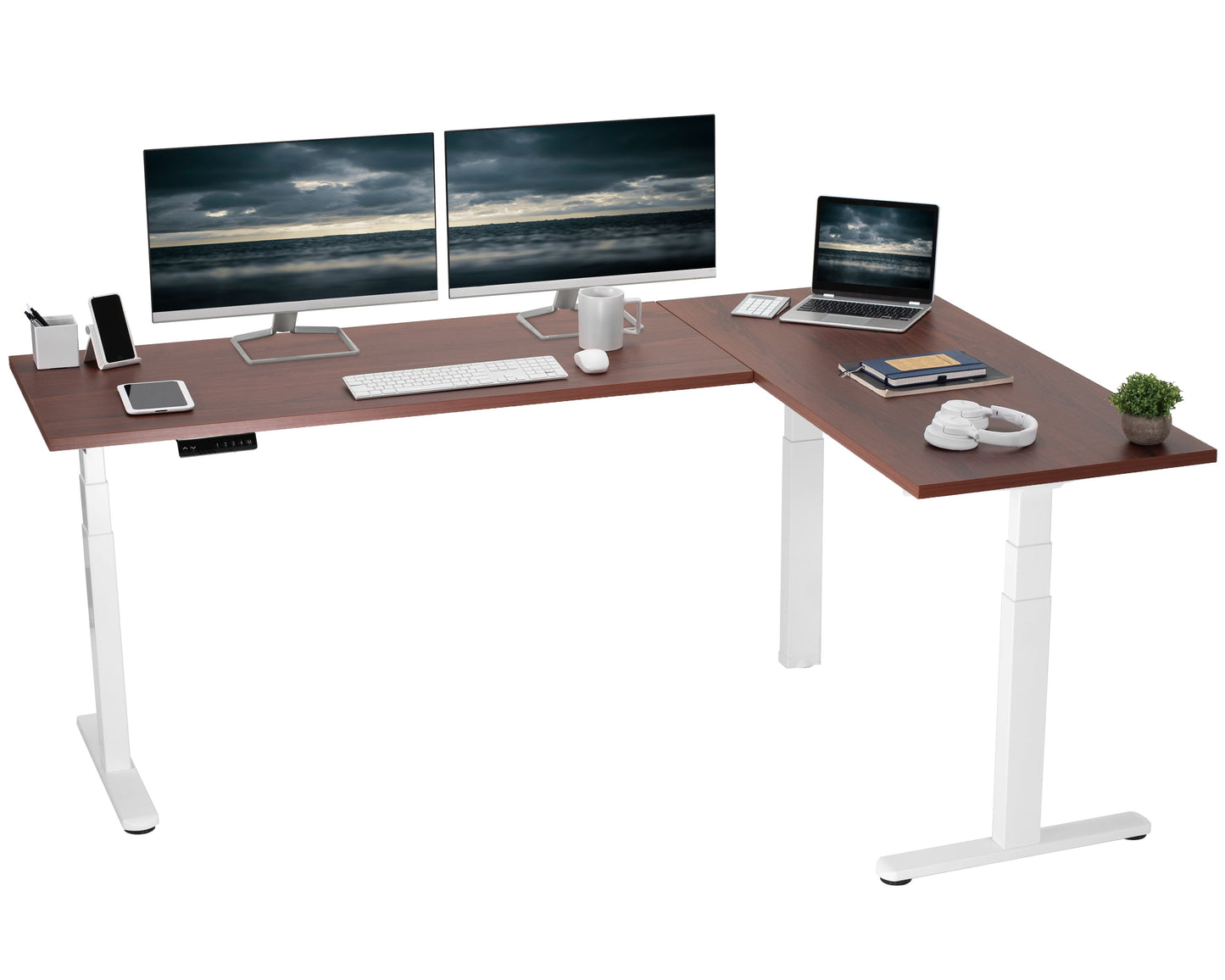 Stylish L-Shaped Electric Desk with Sleek Square Corner Design