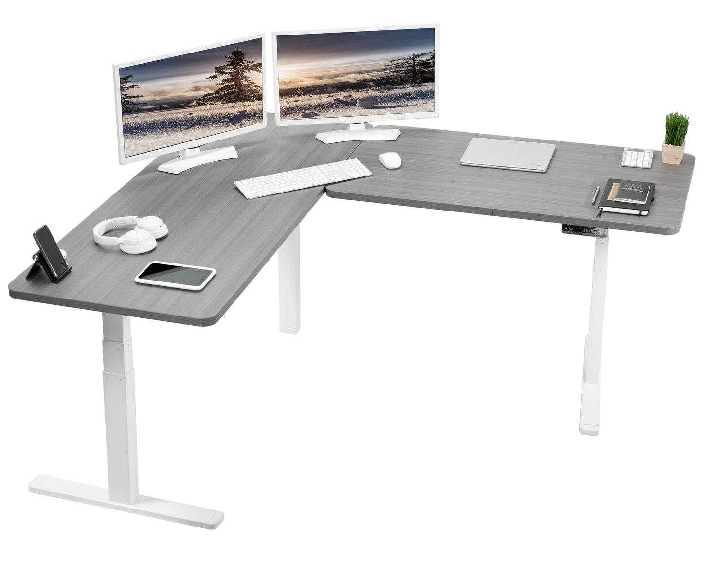 Sleek 67" x 60" Corner Electric Desk with Innovative Memory Controller