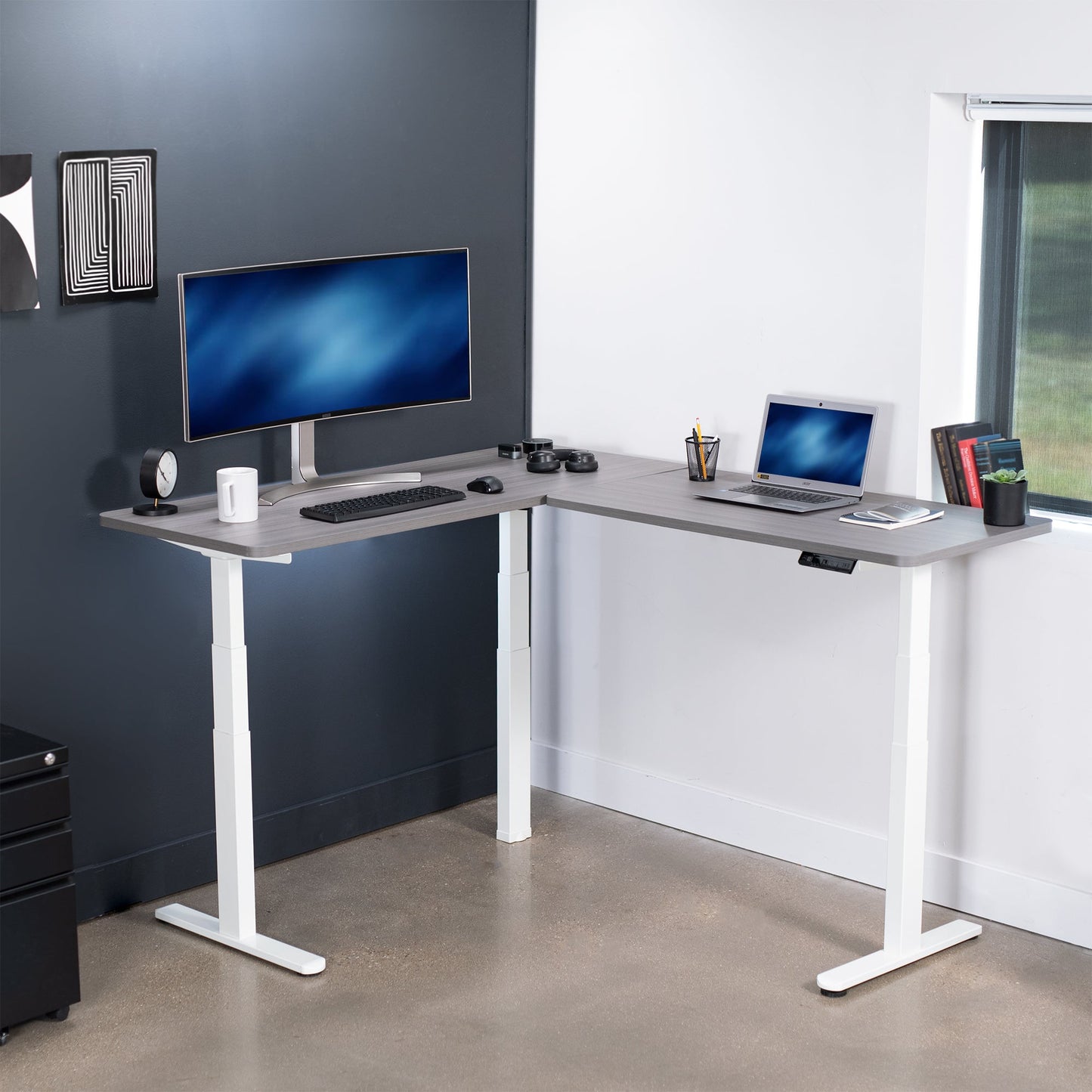 Sleek 67" x 60" Corner Electric Desk with Innovative Memory Controller