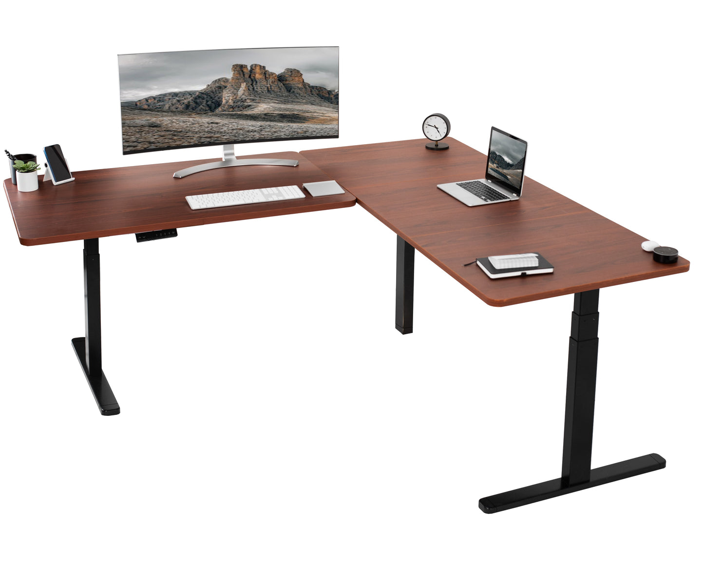 Sleek 77" x 71" Corner Electric Desk with User-Friendly Push Button Memory Control