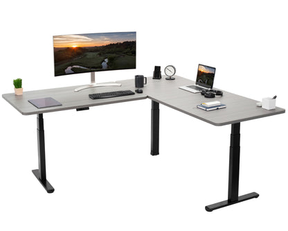 Sleek 77" x 71" Corner Electric Desk with User-Friendly Push Button Memory Control