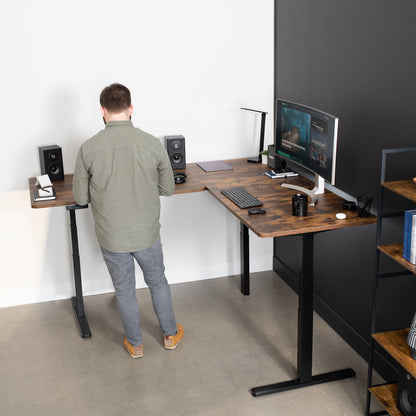 Sleek 77" x 71" Corner Electric Desk with User-Friendly Push Button Memory Control