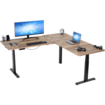 Sleek 77" x 71" Corner Electric Desk with User-Friendly Push Button Memory Control