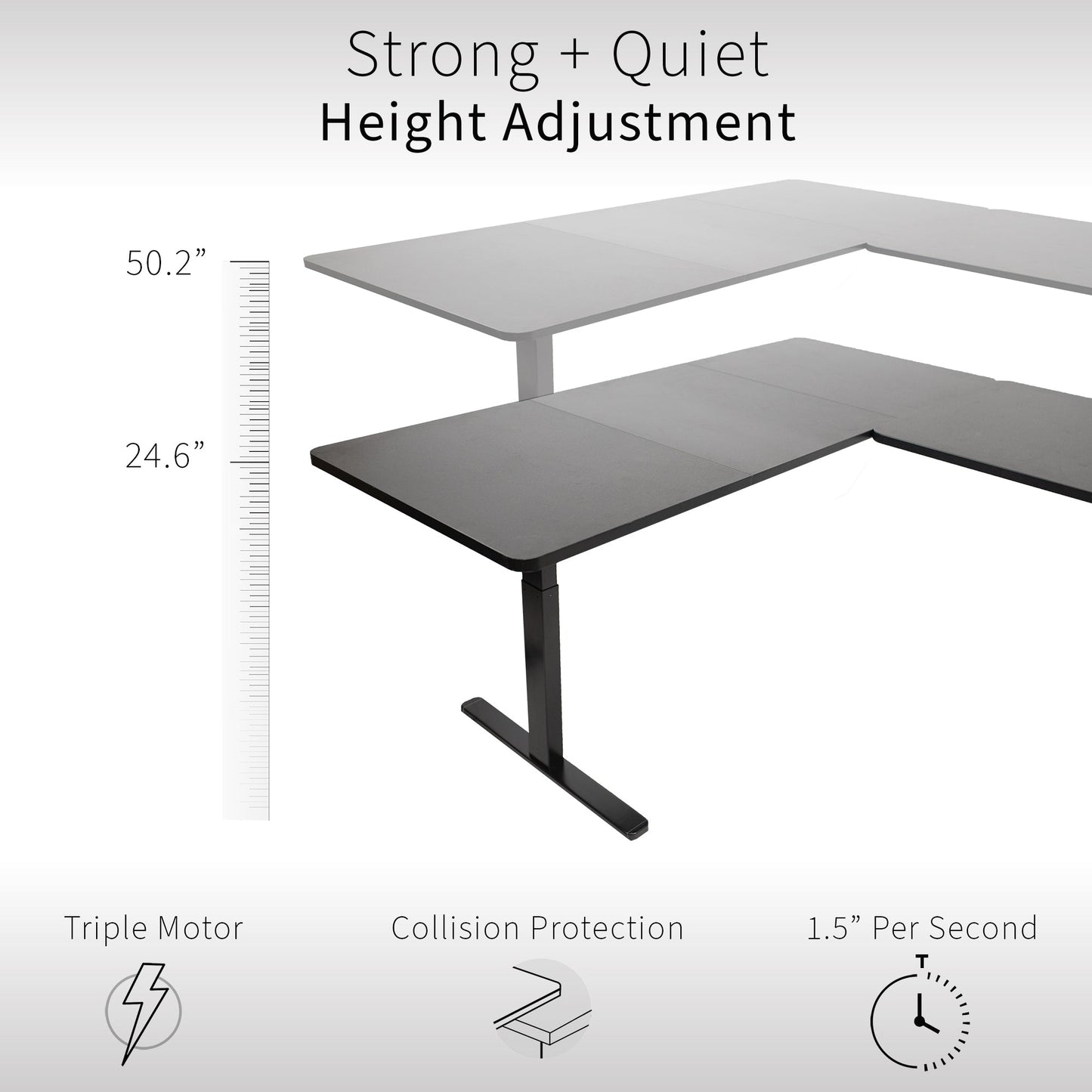 Sleek 77" x 71" Corner Electric Desk with User-Friendly Push Button Memory Control