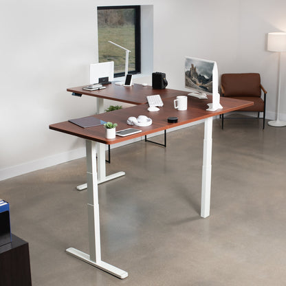 Sleek 77" x 71" Corner Electric Desk with User-Friendly Push Button Memory Control