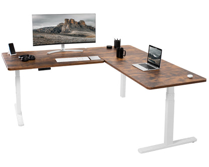 Sleek 77" x 71" Corner Electric Desk with User-Friendly Push Button Memory Control