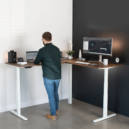 Sleek 77" x 71" Corner Electric Desk with User-Friendly Push Button Memory Control