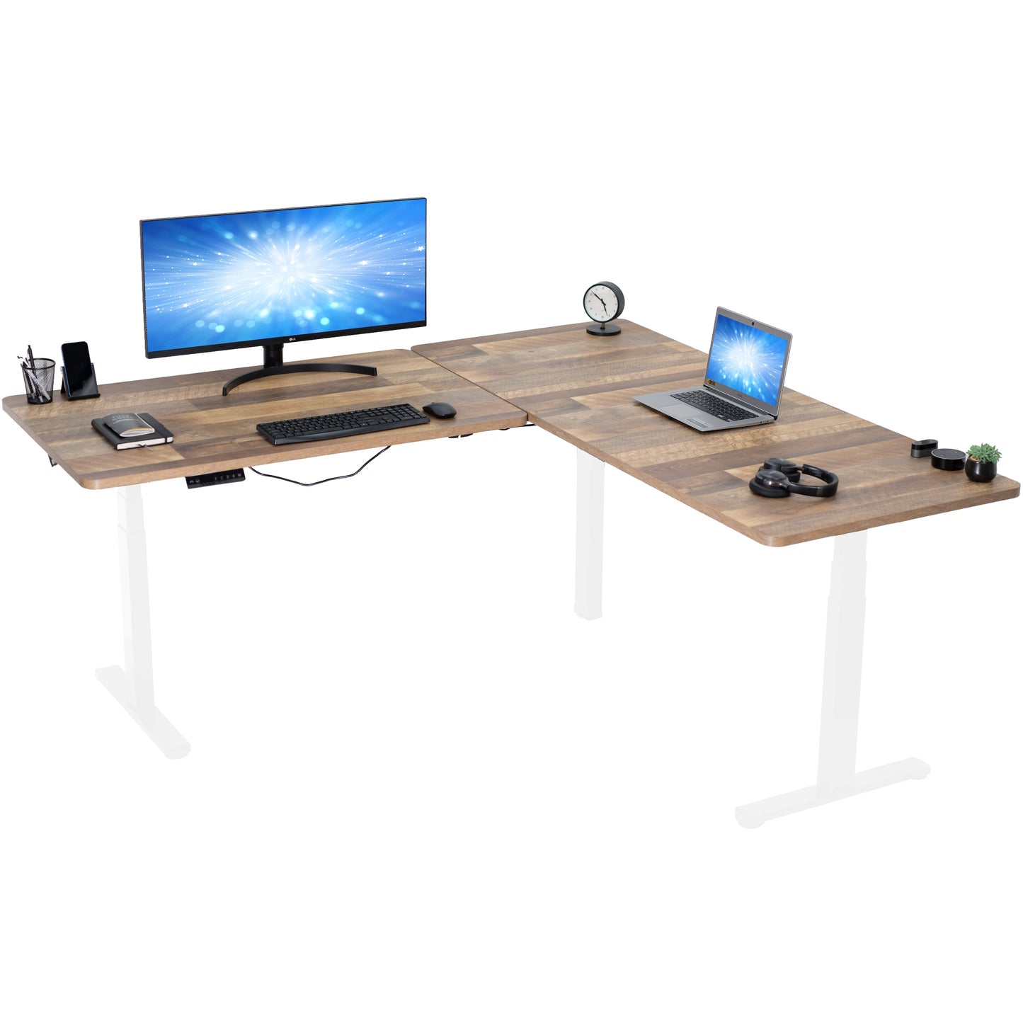 Sleek 77" x 71" Corner Electric Desk with User-Friendly Push Button Memory Control