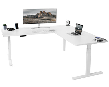 Sleek 77" x 71" Corner Electric Desk with User-Friendly Push Button Memory Control