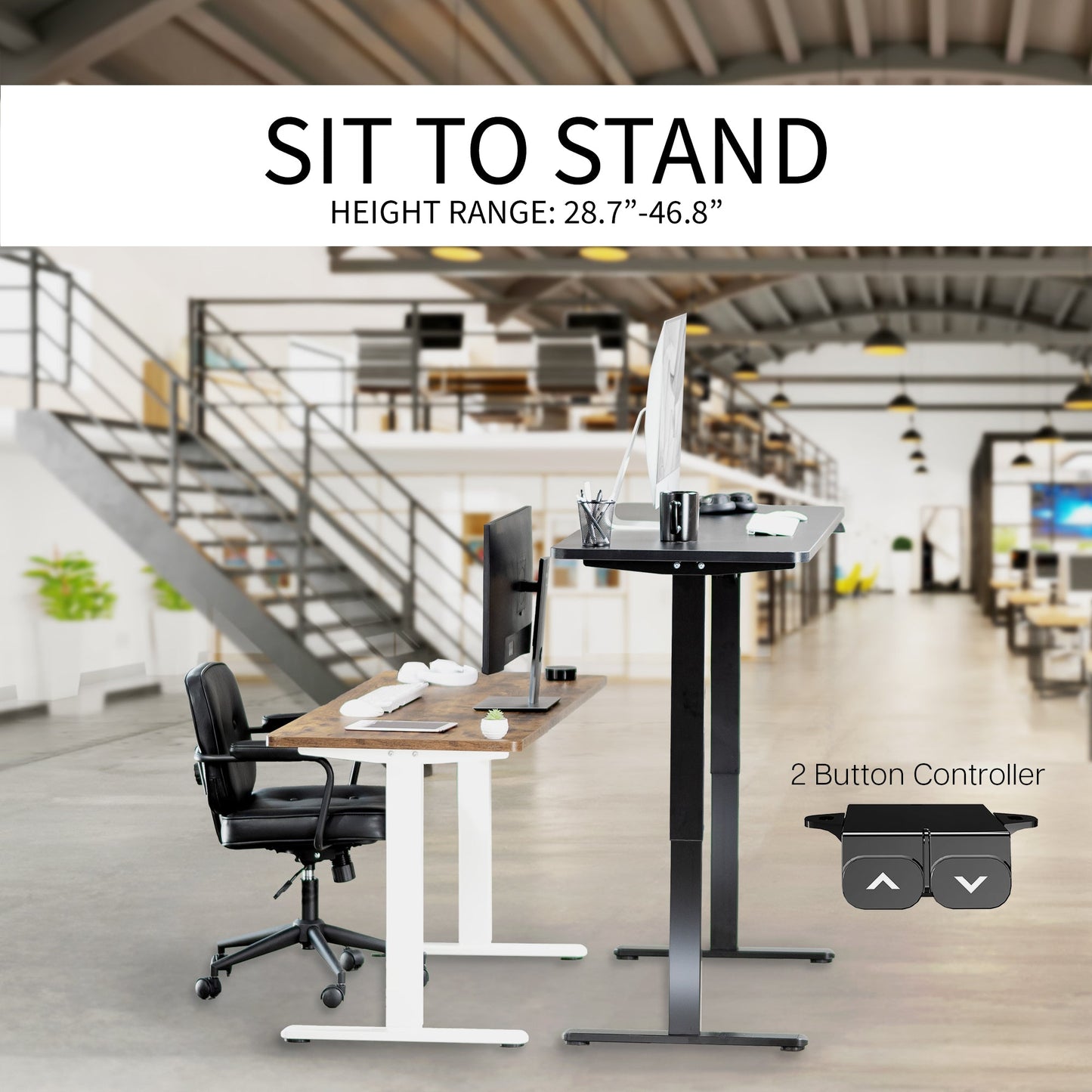 Spacious 60" x 24" Electric Standing Desk with Convenient 2-Button Controller