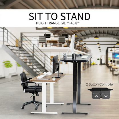 Spacious 60" x 24" Electric Standing Desk with Convenient 2-Button Controller