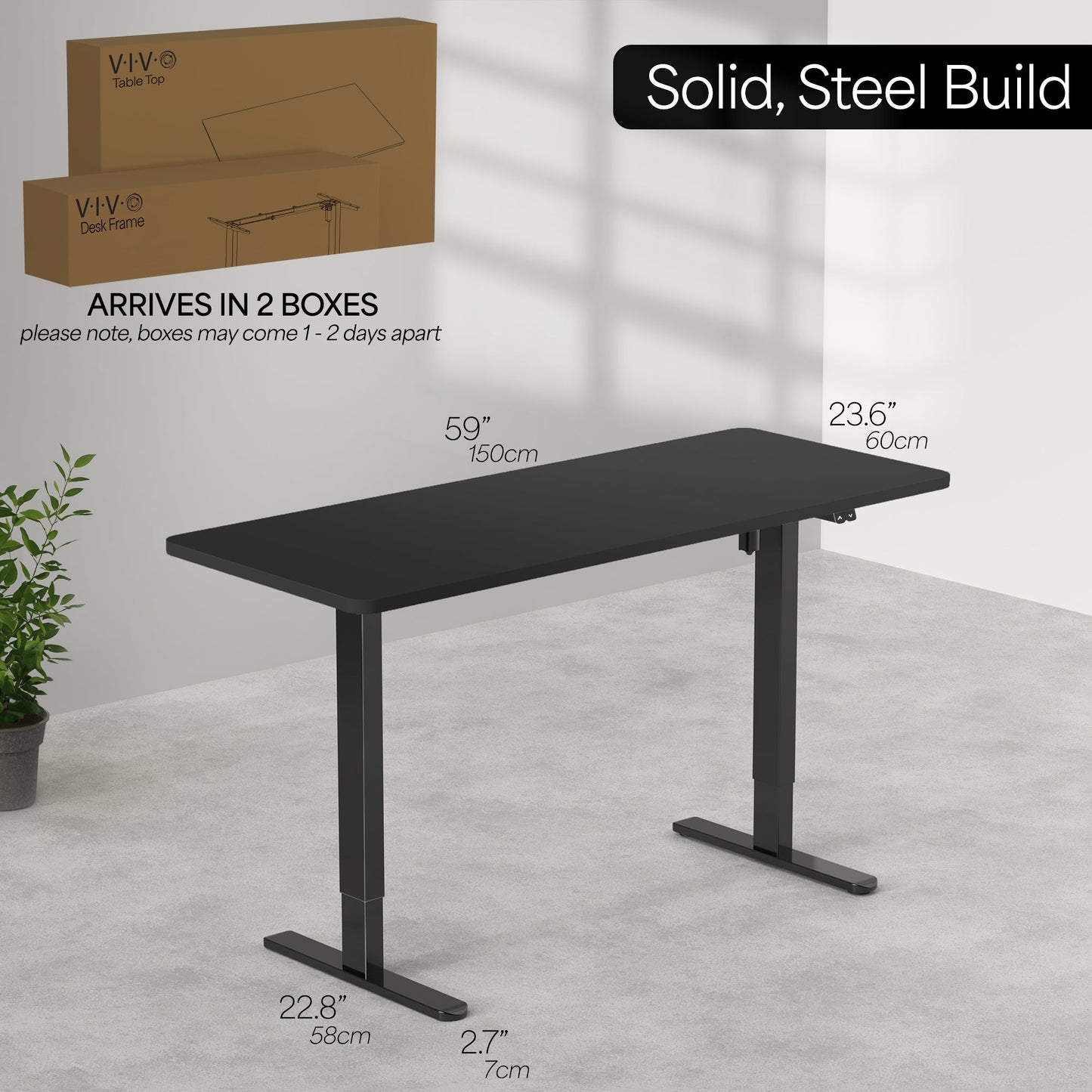 Spacious 60" x 24" Electric Standing Desk with Convenient 2-Button Controller