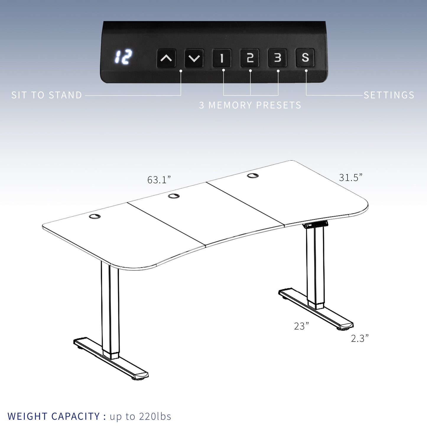 Elevate Your Workspace: 63" x 32" Dual Motor Electric Standing Desk with Personalized Push Button Memory Controller