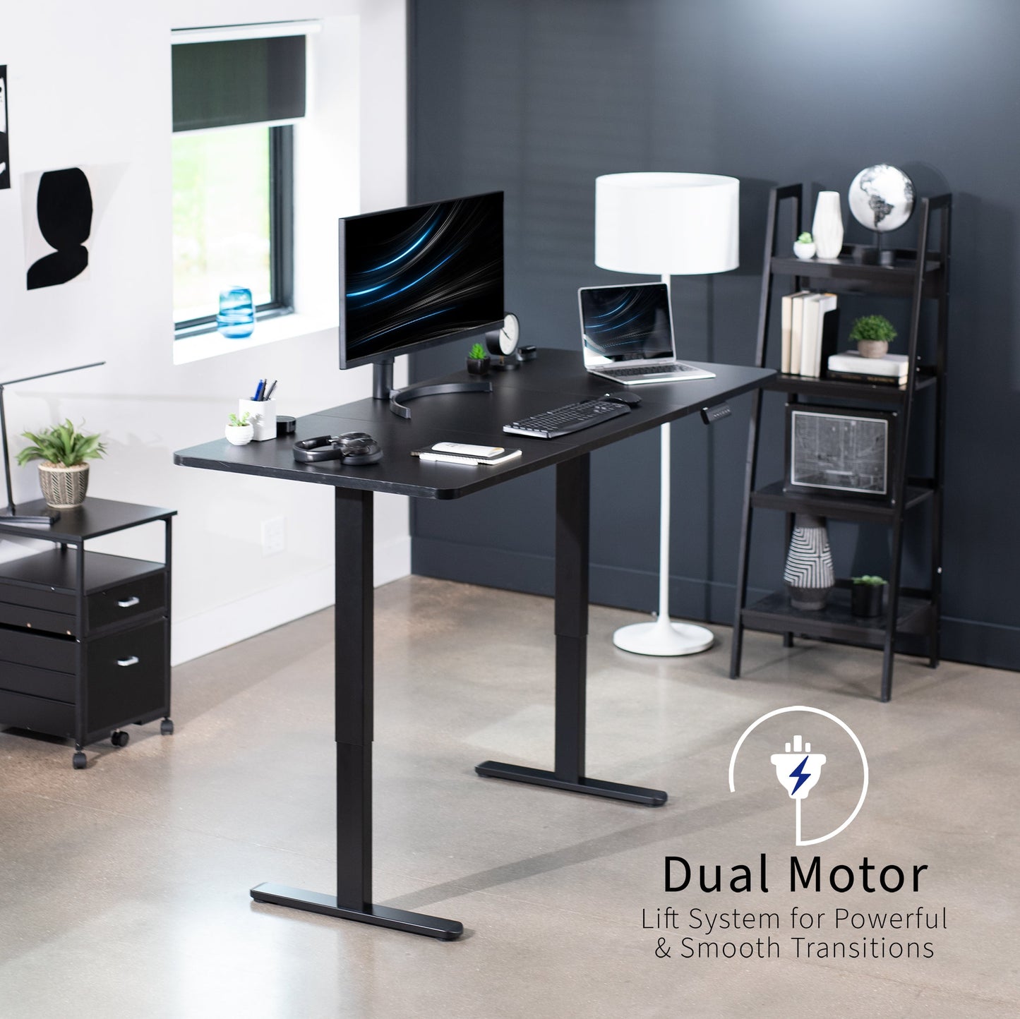 Expansive Dual Motor Electric Standing Desk - 71" x 30" for Easy Height Adjustment