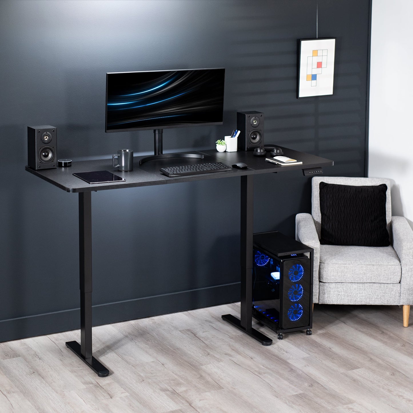 Expansive Dual Motor Electric Standing Desk - 71" x 30" for Easy Height Adjustment