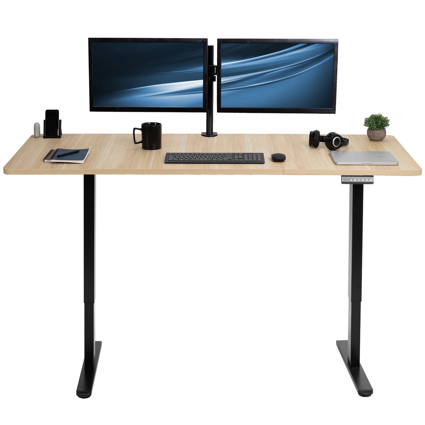 Expansive Dual Motor Electric Standing Desk - 71" x 30" for Easy Height Adjustment