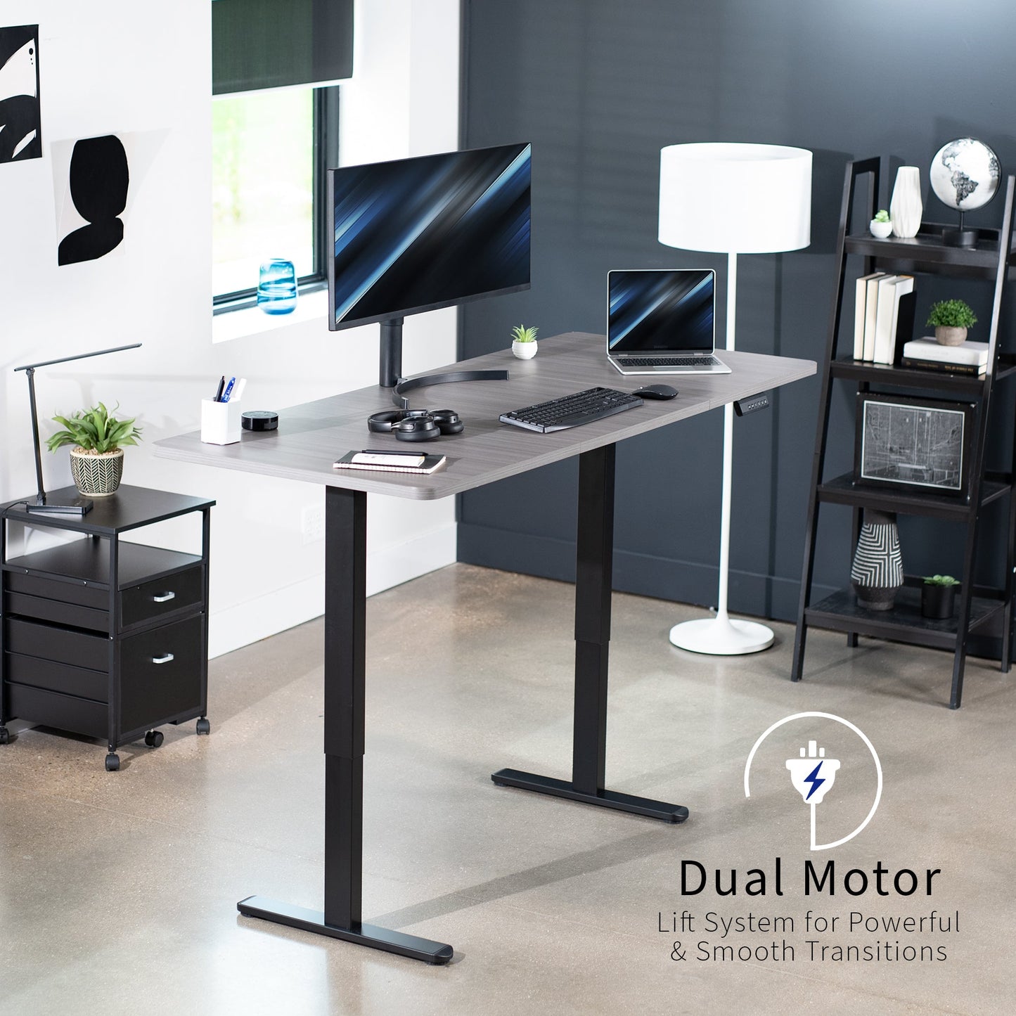 Expansive Dual Motor Electric Standing Desk - 71" x 30" for Easy Height Adjustment