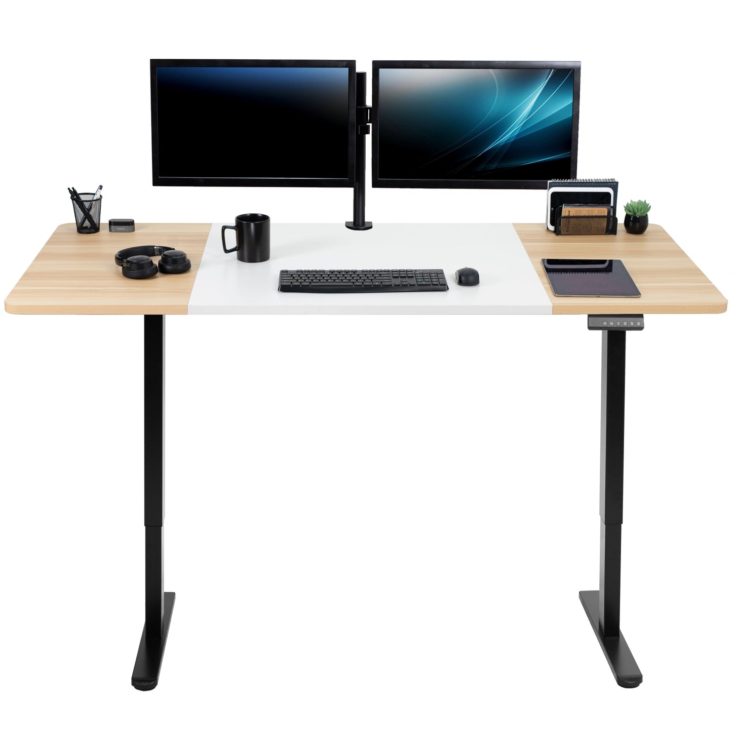 Expansive Dual Motor Electric Standing Desk - 71" x 30" for Easy Height Adjustment