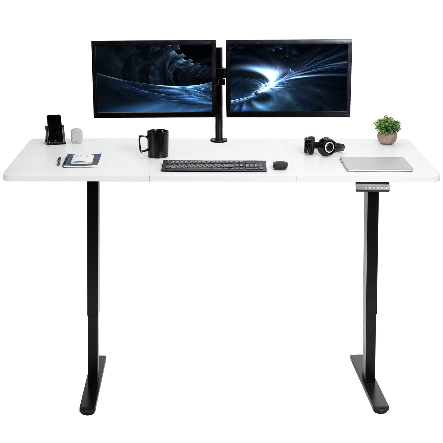 Expansive Dual Motor Electric Standing Desk - 71" x 30" for Easy Height Adjustment