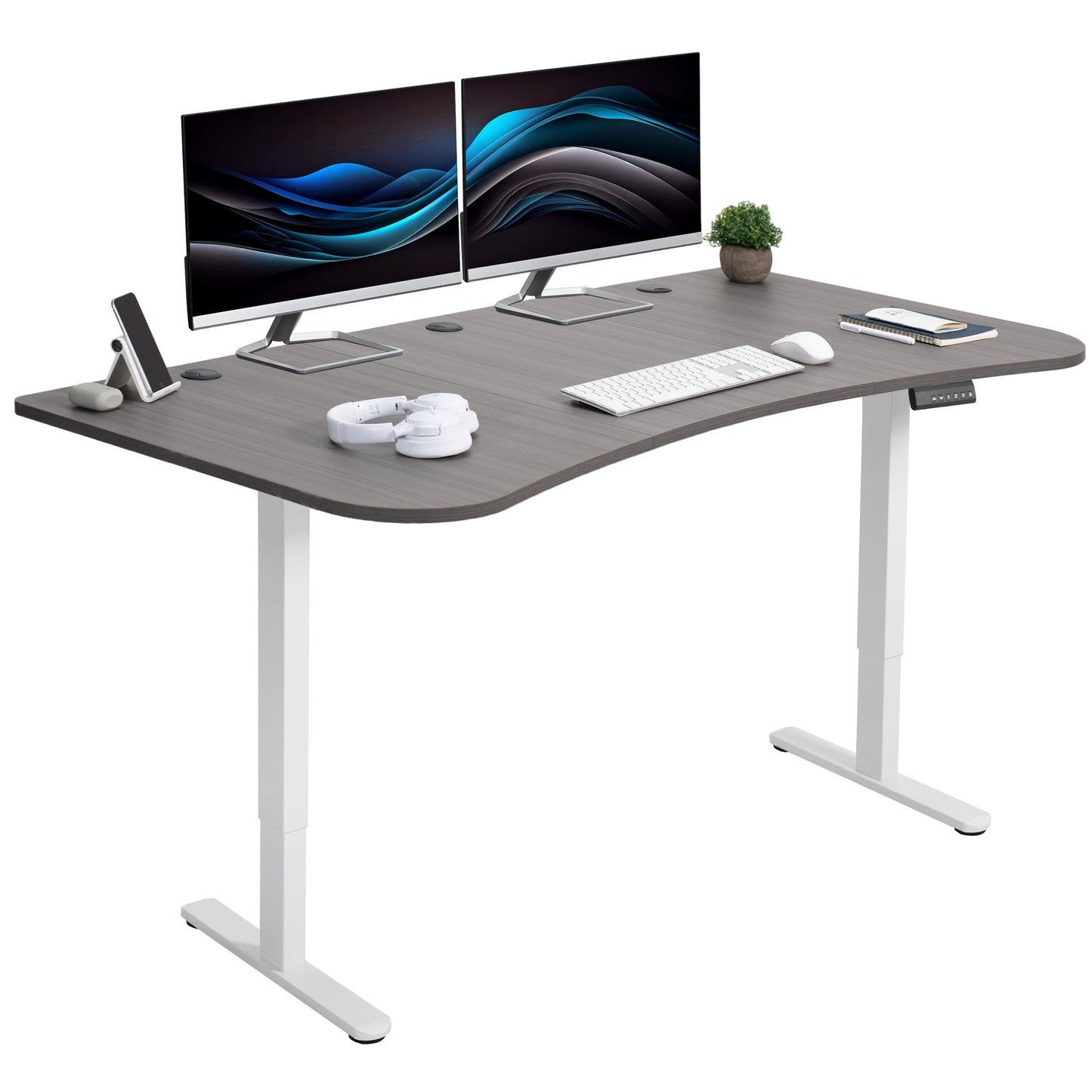 Elevate Your Workspace: 63" x 32" Dual Motor Electric Standing Desk with Personalized Push Button Memory Controller