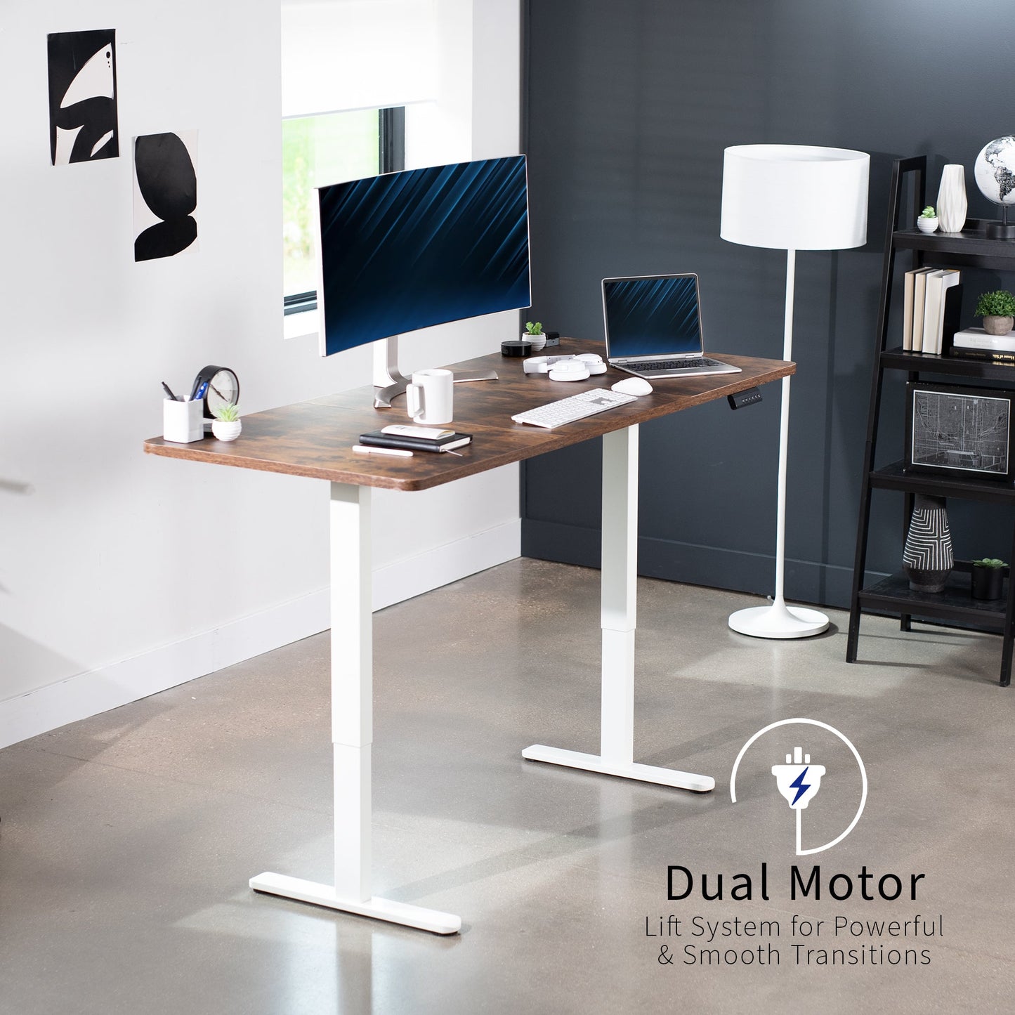 Expansive Dual Motor Electric Standing Desk - 71" x 30" for Easy Height Adjustment