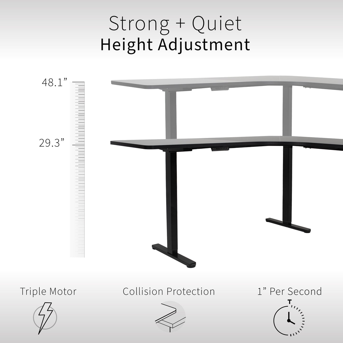 Ergonomic Curved Corner Electric Desk with Triple Motors & One-Touch Memory Control