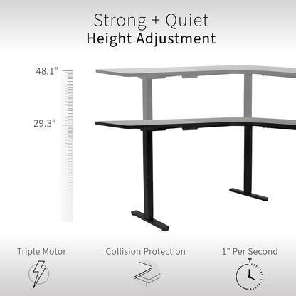 Ergonomic Curved Corner Electric Desk with Triple Motors & One-Touch Memory Control