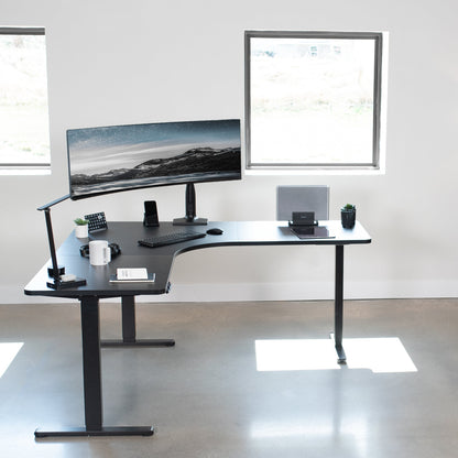 Ergonomic Curved Corner Electric Desk with Triple Motors & One-Touch Memory Control