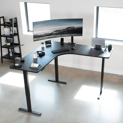 Ergonomic Curved Corner Electric Desk with Triple Motors & One-Touch Memory Control