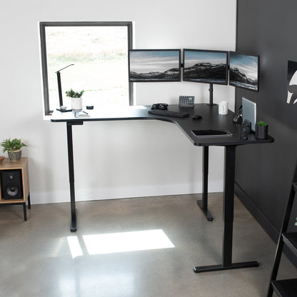 Ergonomic Curved Corner Electric Desk with Triple Motors & One-Touch Memory Control