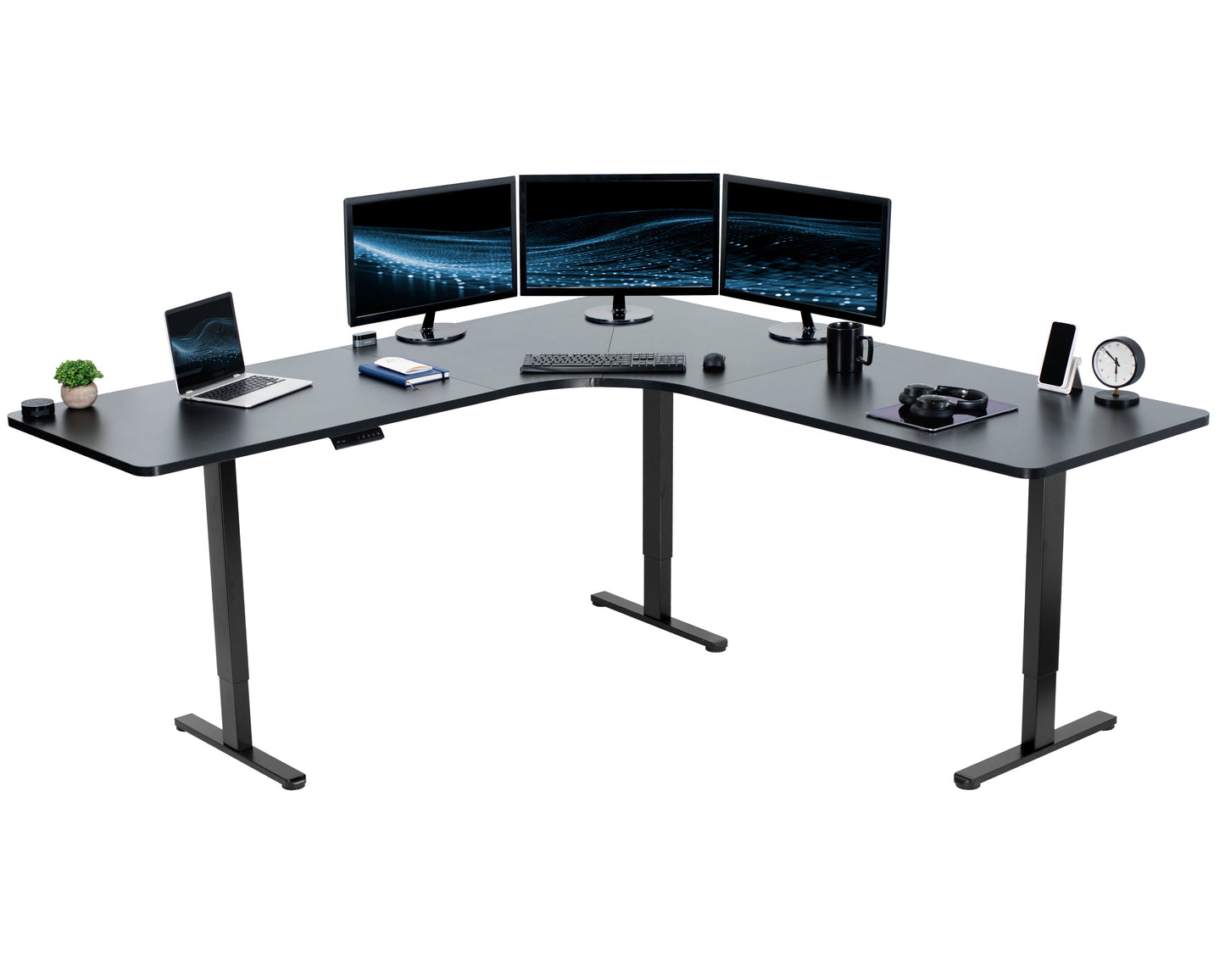 Ergonomic Curved Corner Electric Desk with Triple Motors & One-Touch Memory Control