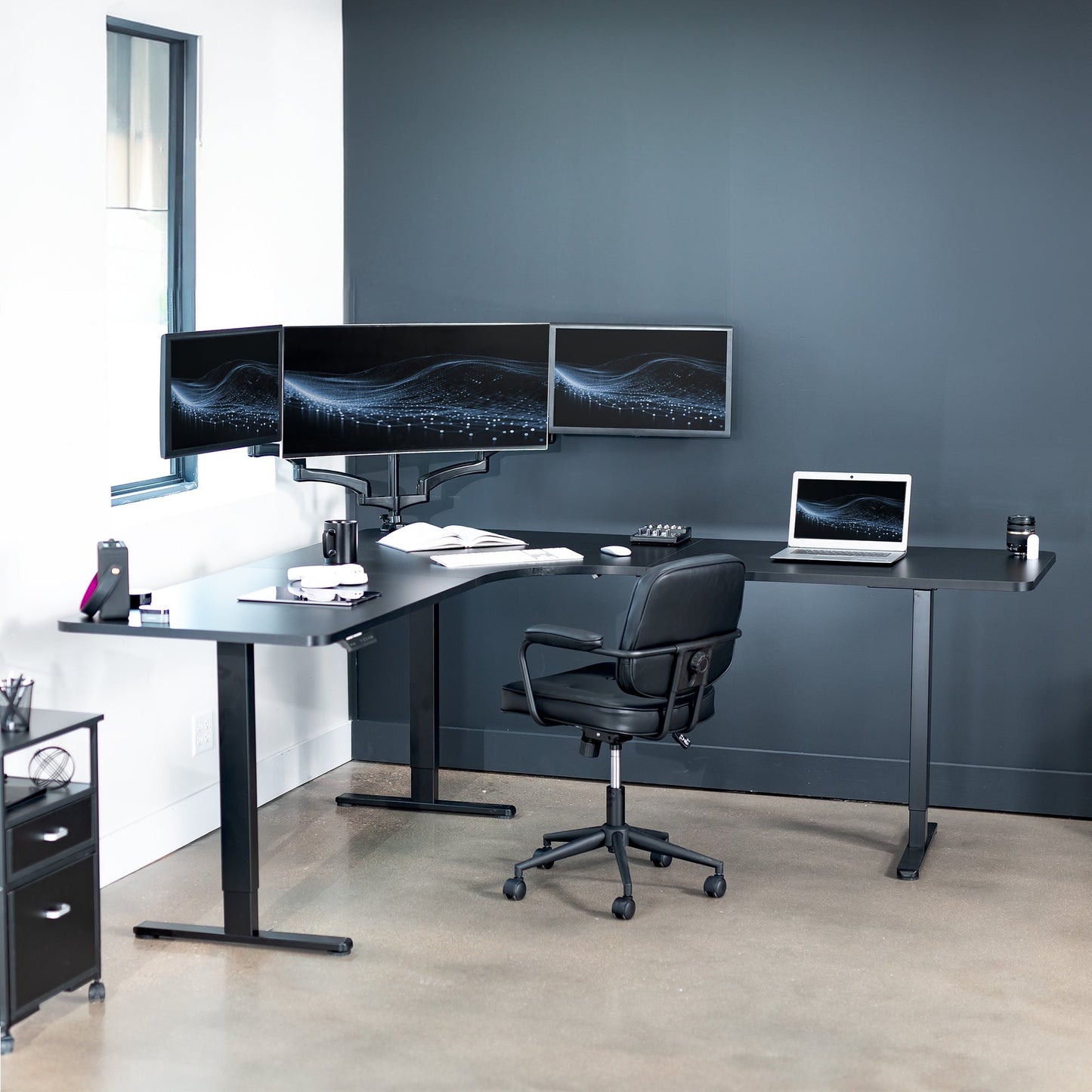 Ergonomic Curved Corner Electric Desk with Triple Motors & One-Touch Memory Control