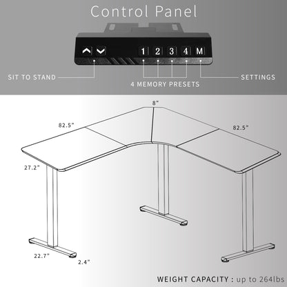 Ergonomic Curved Corner Electric Desk with Triple Motors & One-Touch Memory Control