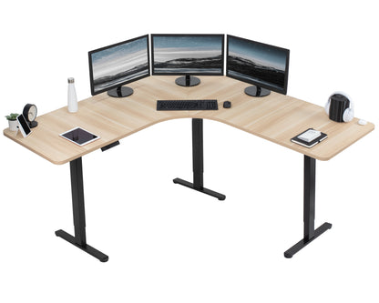 Ergonomic Curved Corner Electric Desk with Triple Motors & One-Touch Memory Control